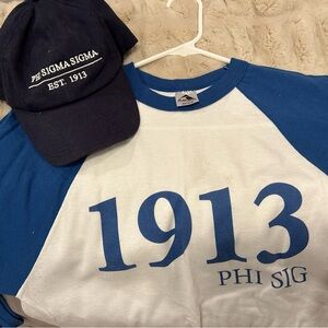 PHI SIGMA SIGMA base ball shirt size Medium & baseball hat!